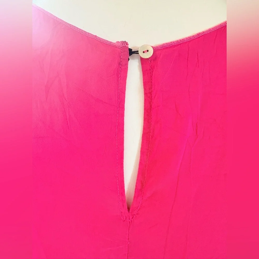 Johnny Was Pink Silk Sleeveless Blouse Two Teired Size Small